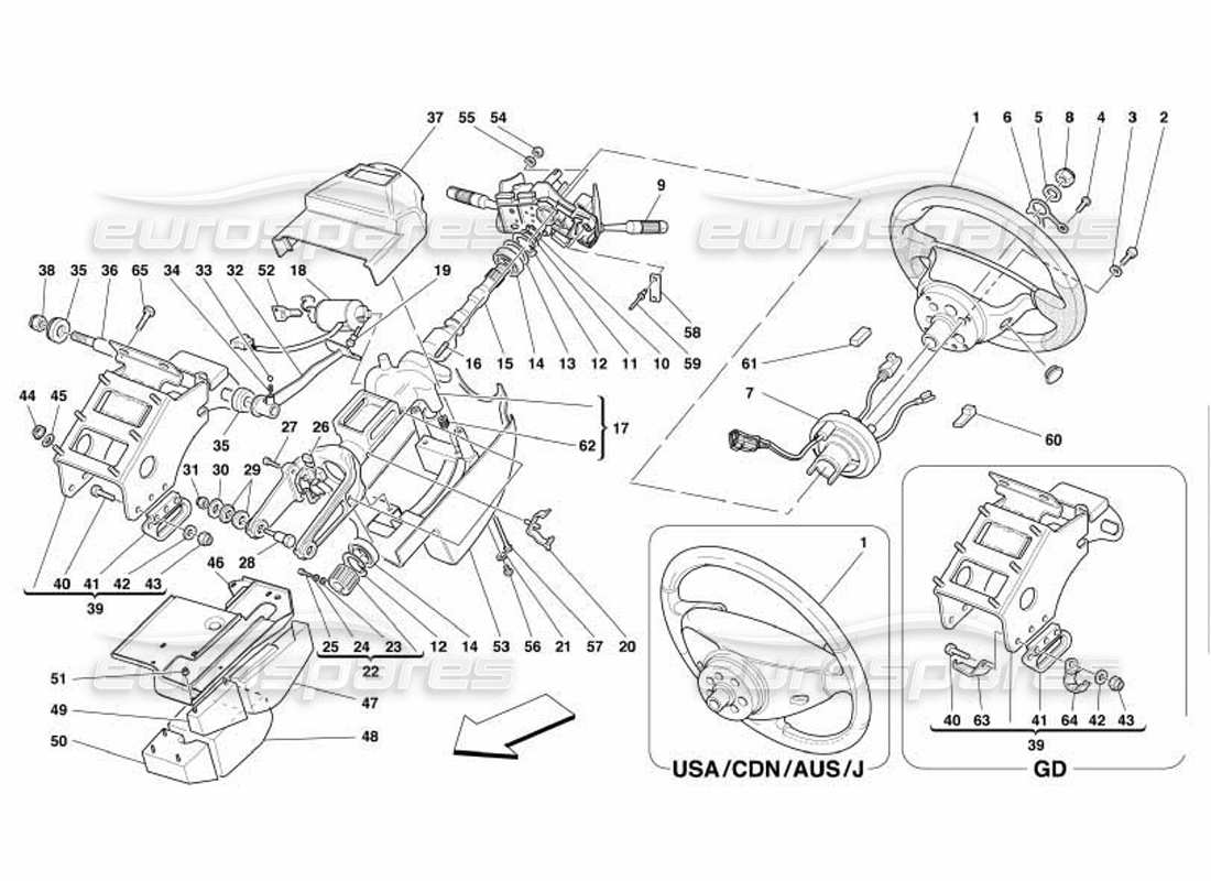 ferrari 550 barchetta steering column part diagram