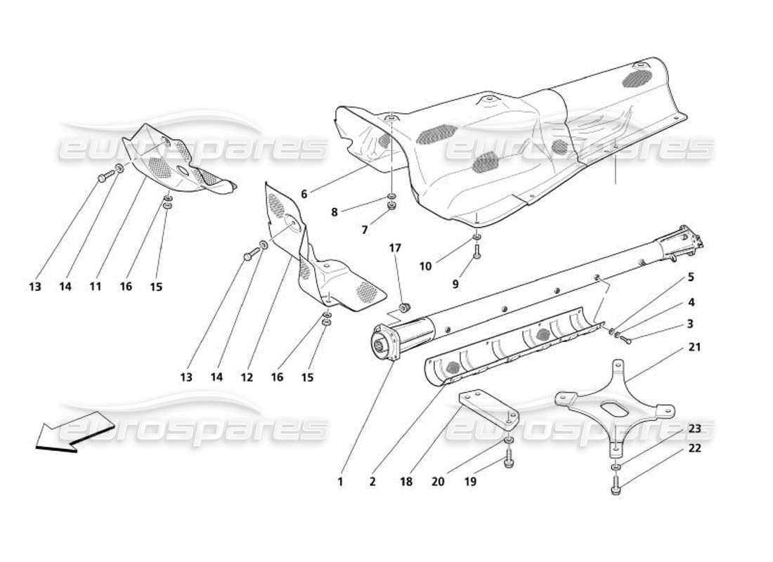 maserati 4200 spyder (2005) engine-transmission connection tube and insulations part diagram