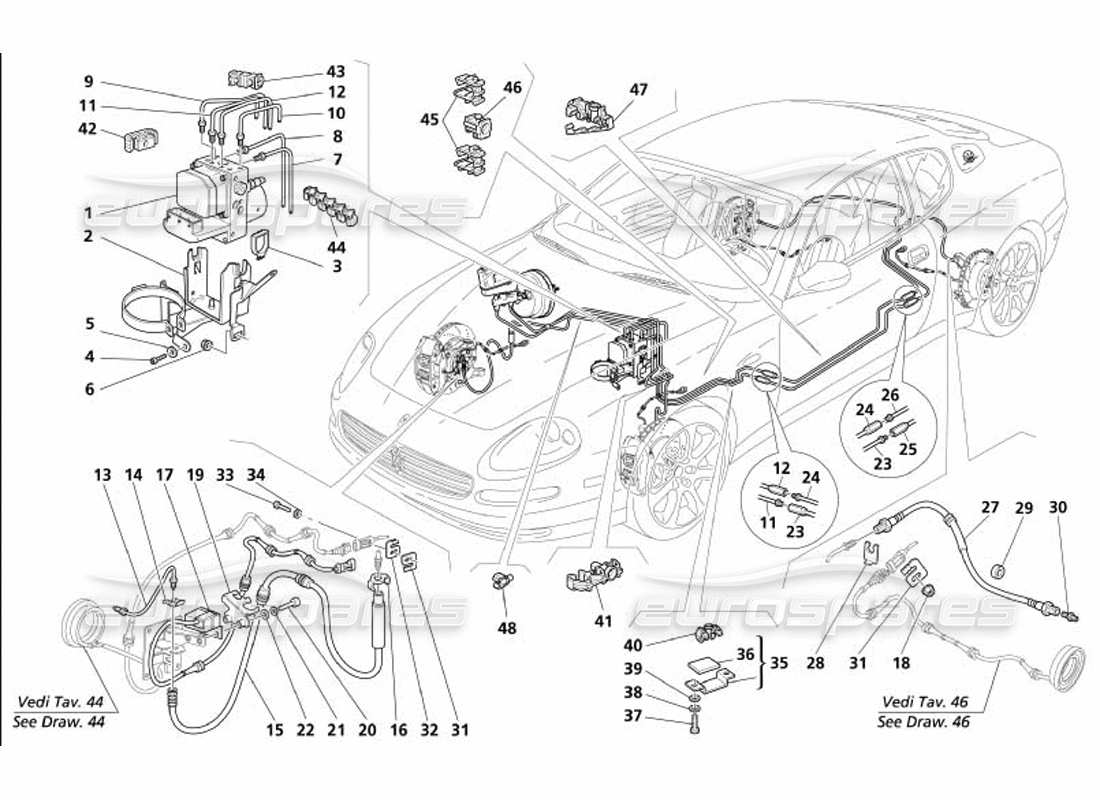 maserati 4200 coupe (2005) braking system -valid for gd- part diagram