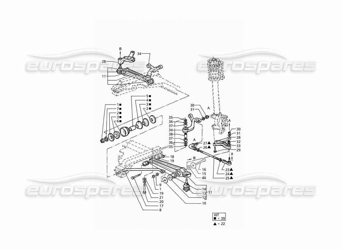 maserati ghibli 2.8 gt (variante) front suspension part diagram