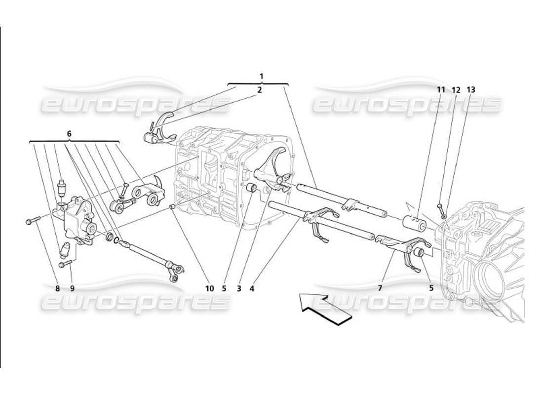 maserati 4200 coupe (2005) inner gearbox controls part diagram