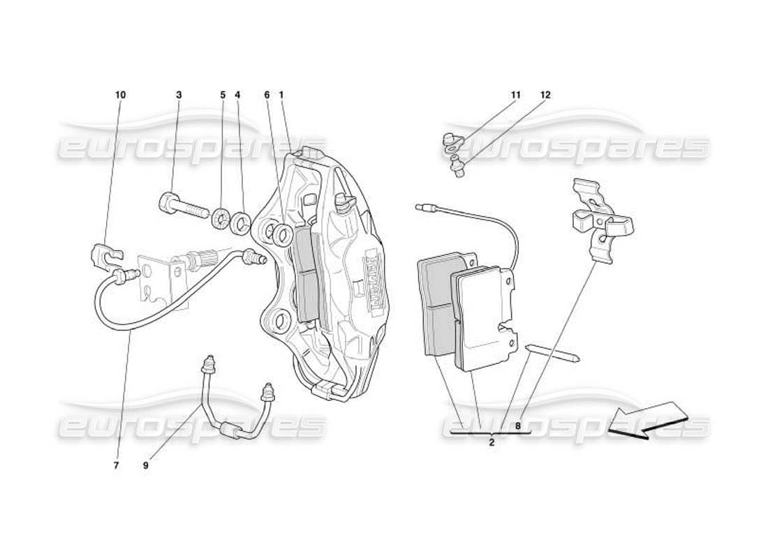 ferrari 550 barchetta caliper for front brake part diagram