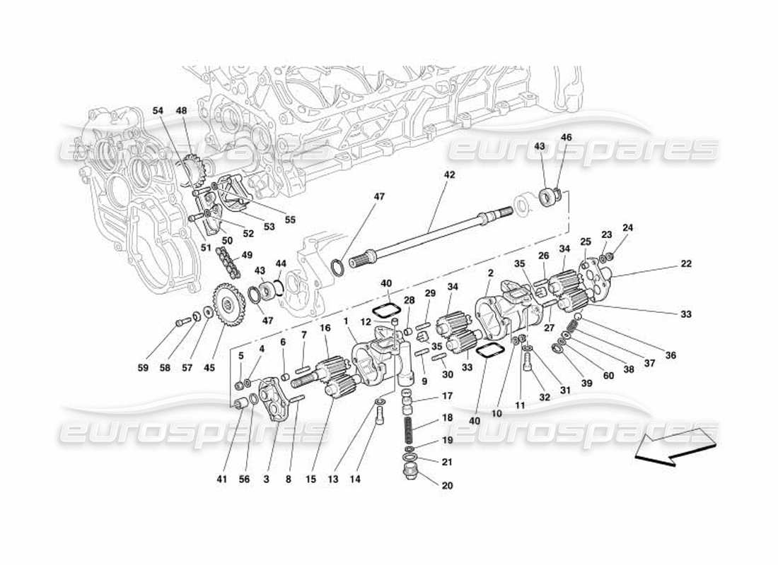 ferrari 550 barchetta lubrication - oil pumps part diagram