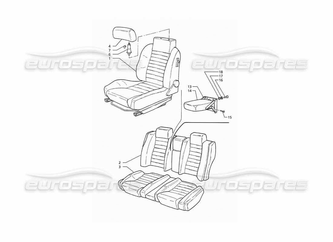 maserati ghibli 2.8 (abs) front and rear seats part diagram