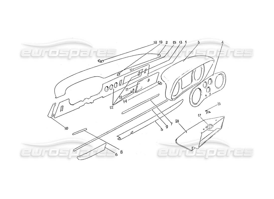 ferrari 330 gtc / 365 gtc (coachwork) dash board parts diagram