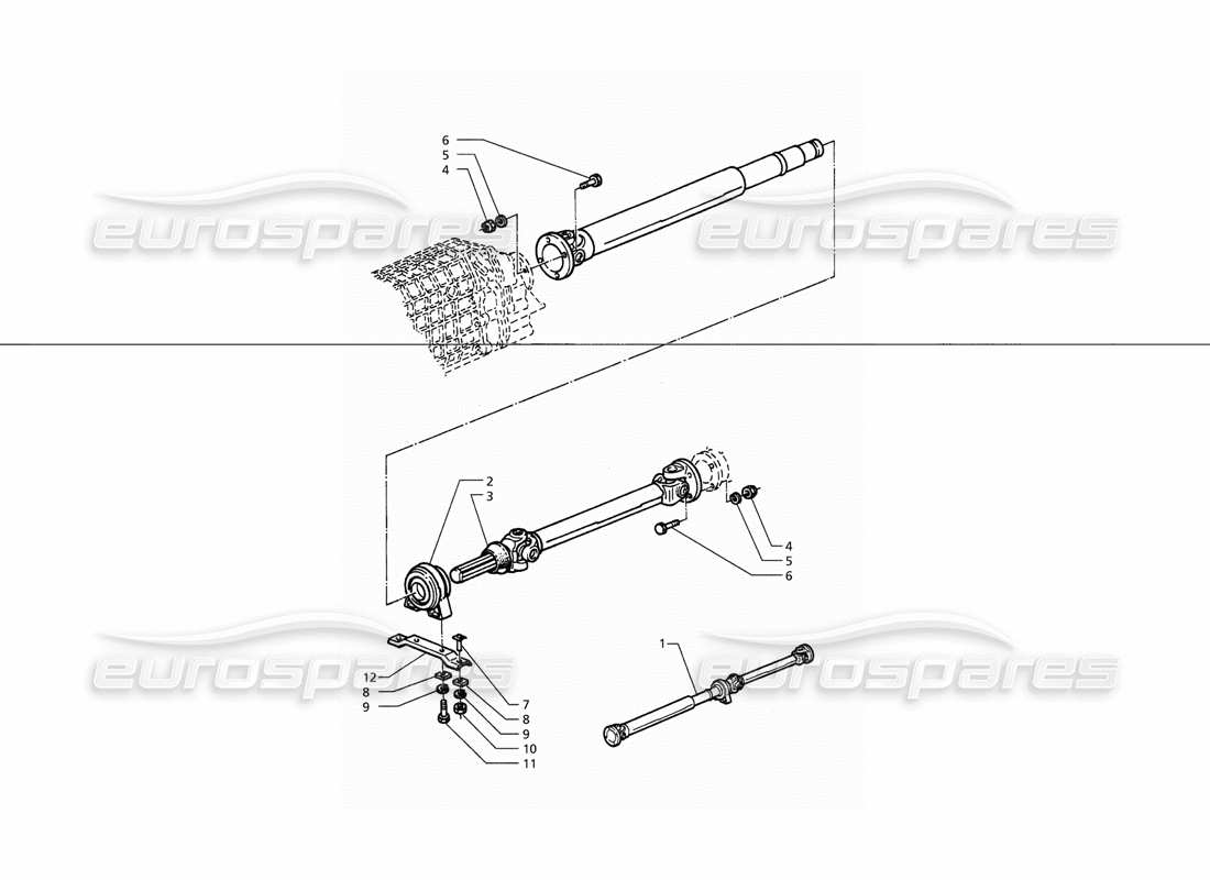 maserati qtp. 3.2 v8 (1999) propeller shaft and carrier part diagram