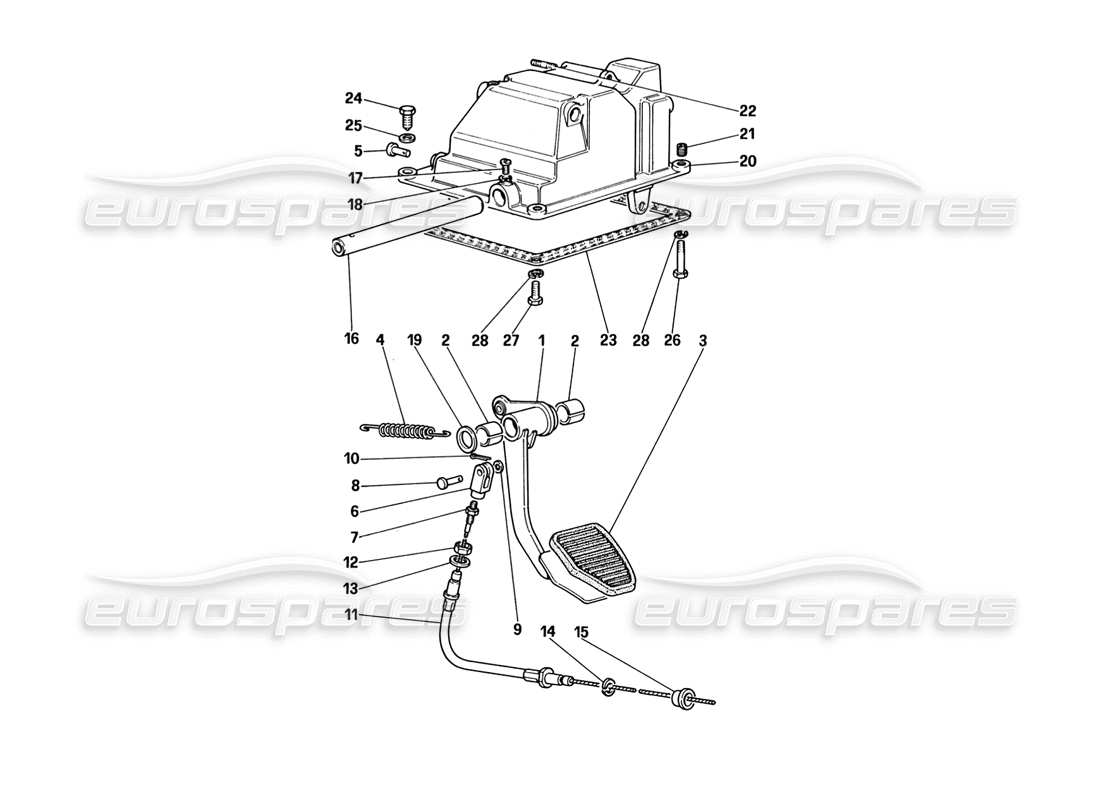 ferrari 328 (1988) clutch release control (for car with antiskid system) part diagram