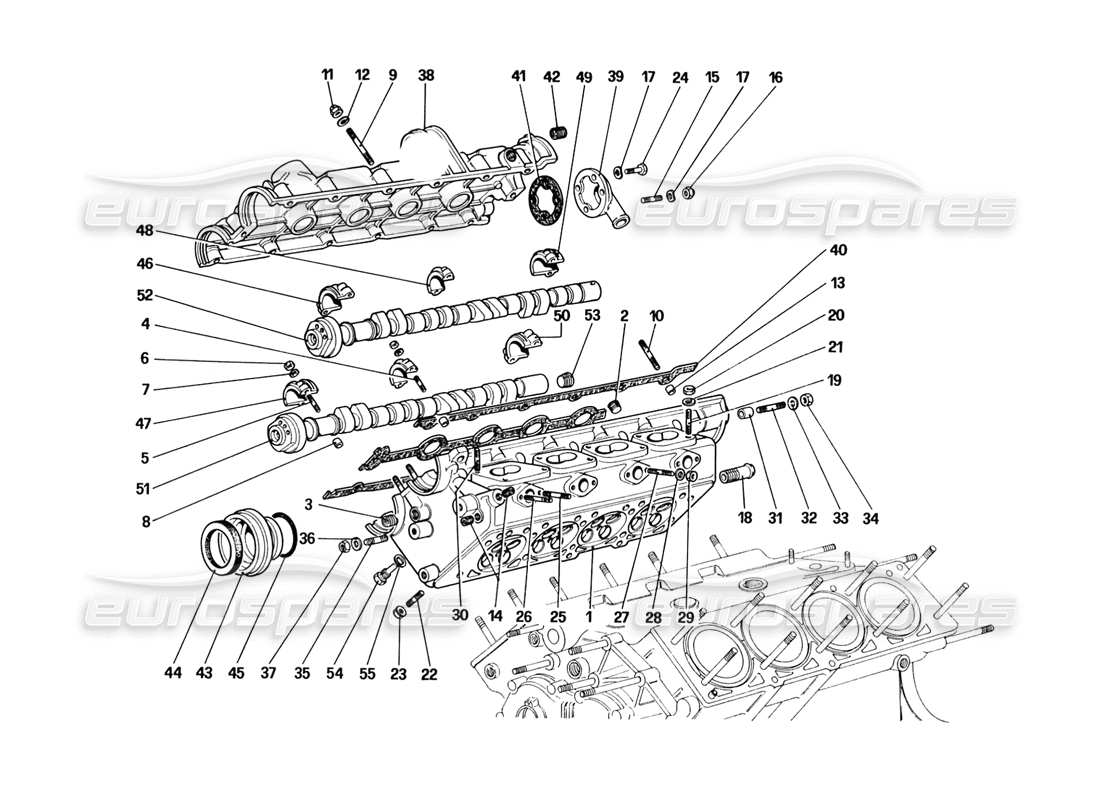 ferrari 328 (1988) cylinder head (right) parts diagram