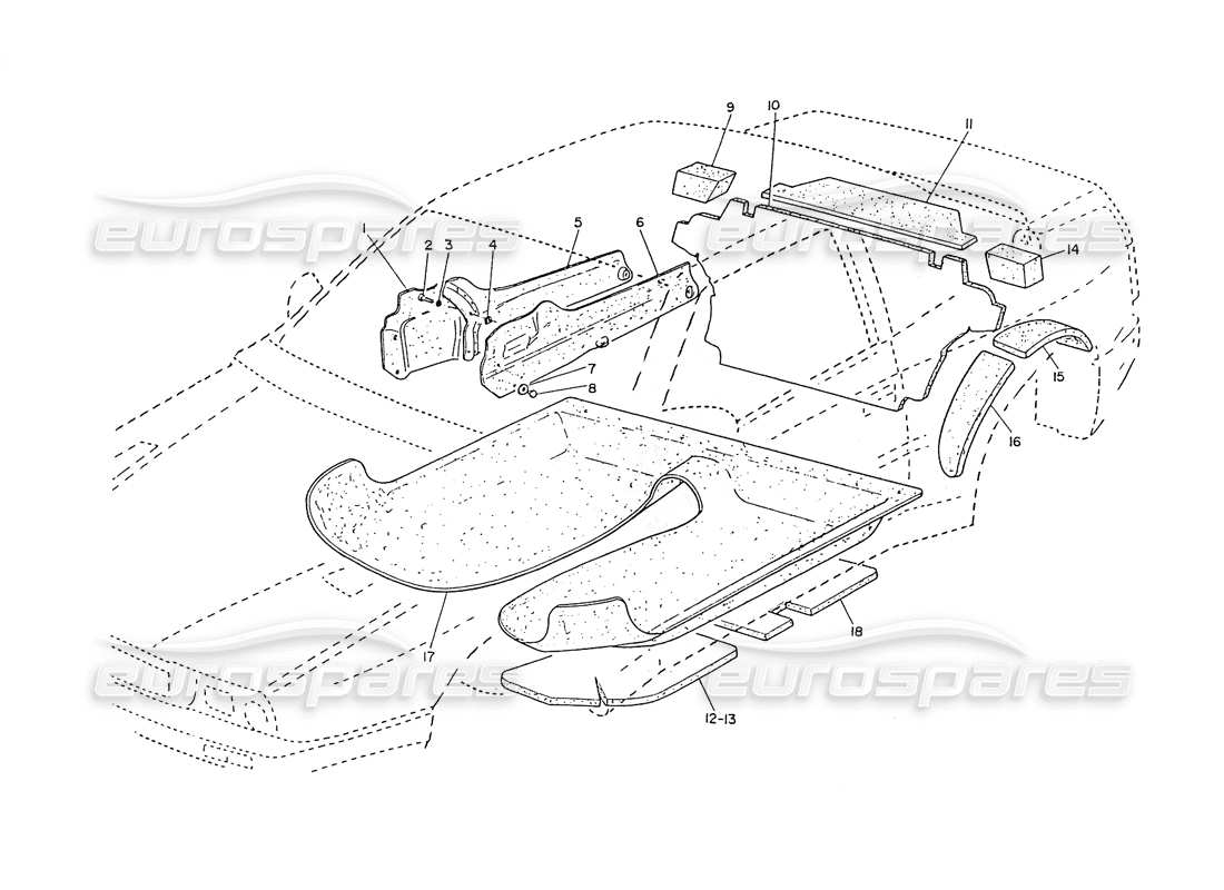 maserati ghibli 2.8 (non abs) carpets and felts part diagram