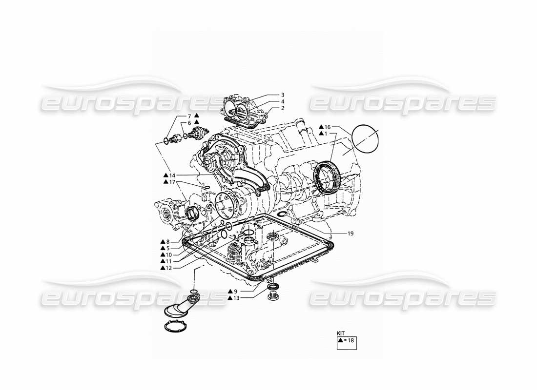 maserati qtp. 3.2 v8 (1999) gaskets and oil seals for block overhaul part diagram