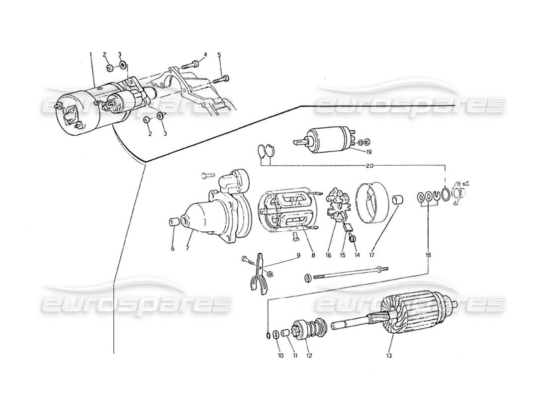 maserati biturbo 2.5 (1984) starter motor part diagram