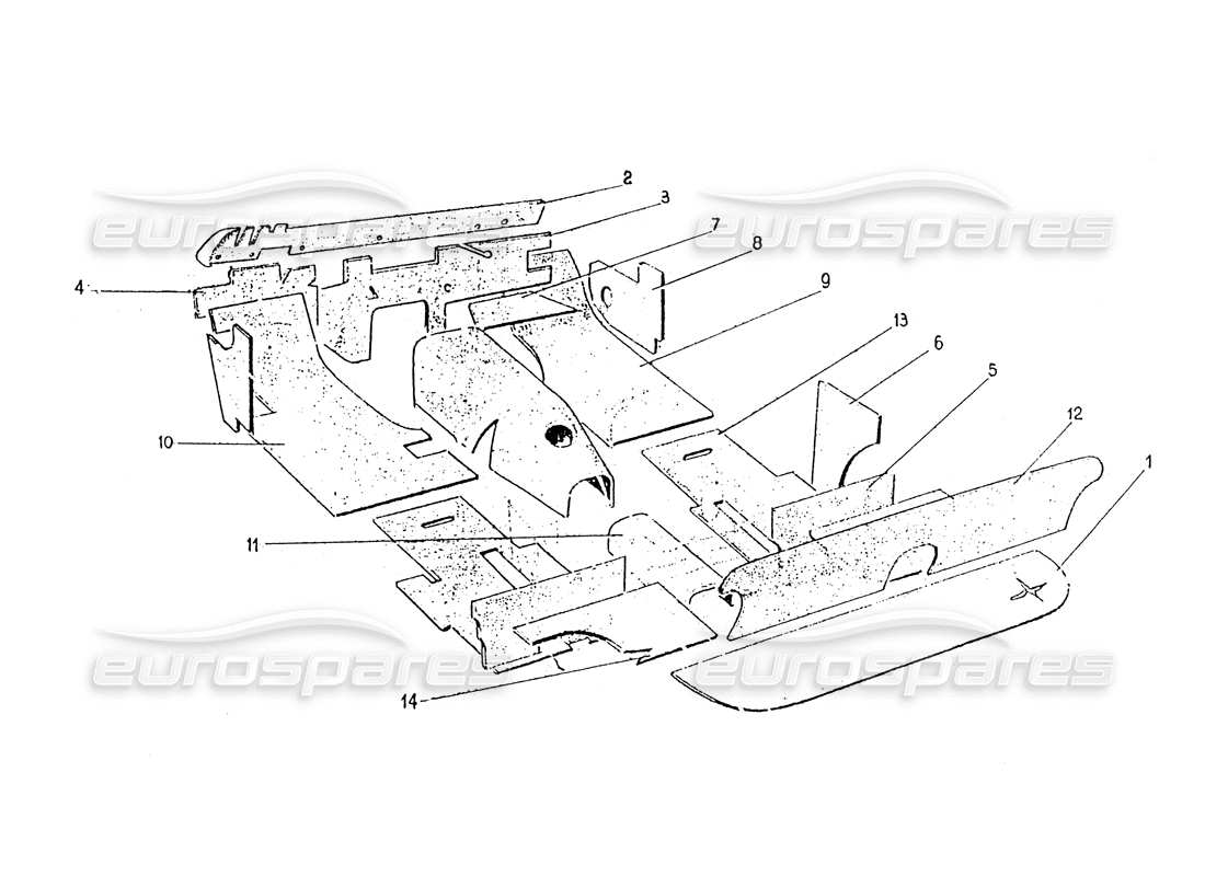 ferrari 330 gt 2+2 (coachwork) inner insulation (edition 1) part diagram