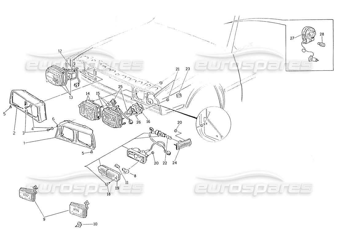 maserati karif 2.8 front tail lights part diagram