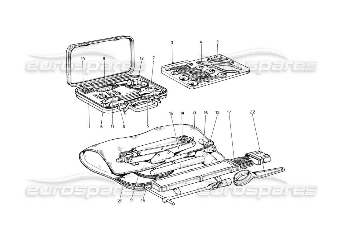 ferrari 512 bb tool-kit part diagram