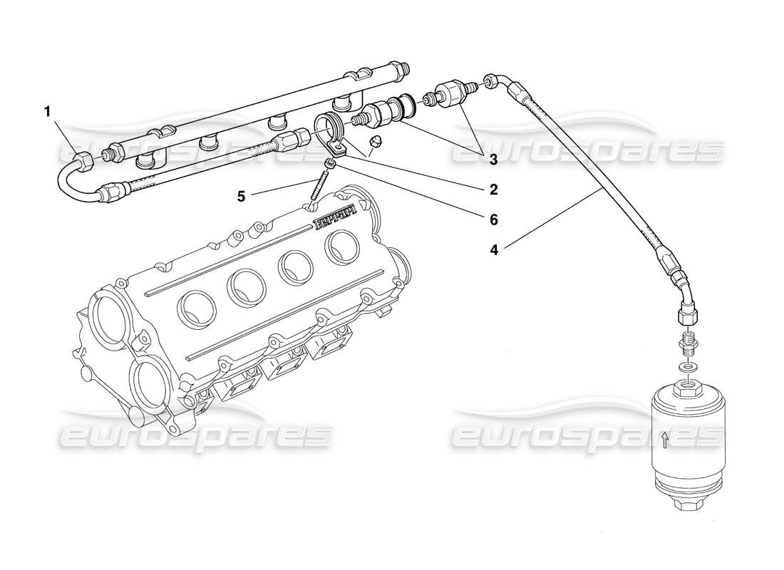 ferrari 348 challenge (1995) fuel feed system part diagram