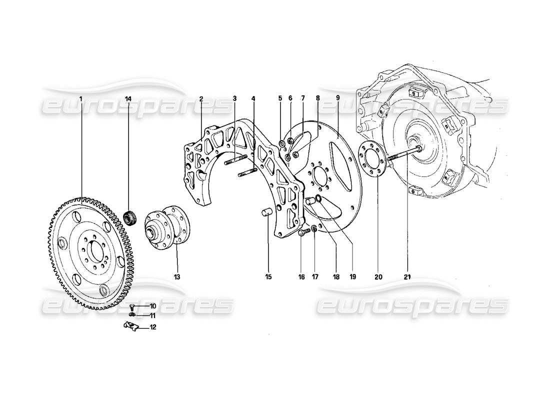 ferrari 412 (mechanical) engine flywheel and clutch housing spacer - 412 a. part diagram