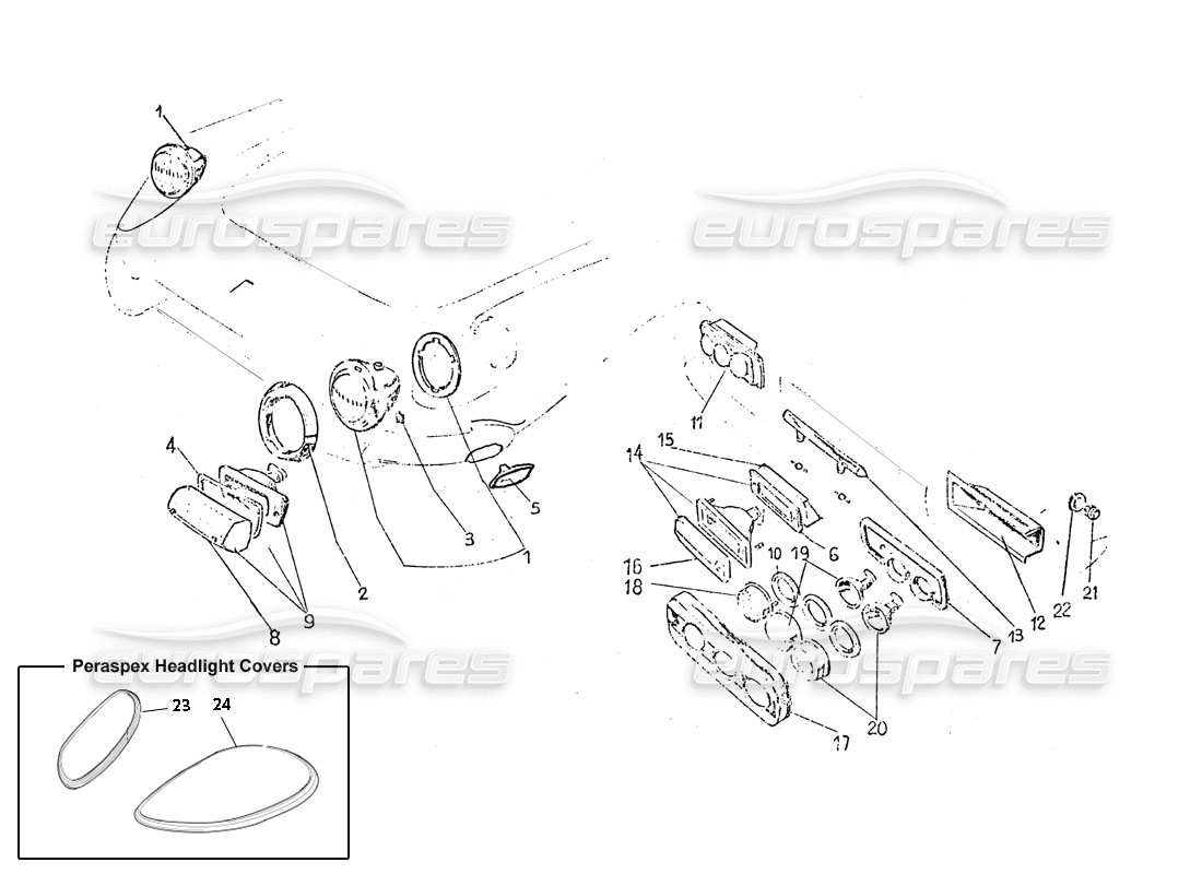 ferrari 365 gt 2+2 (coachwork) front & rear lights part diagram