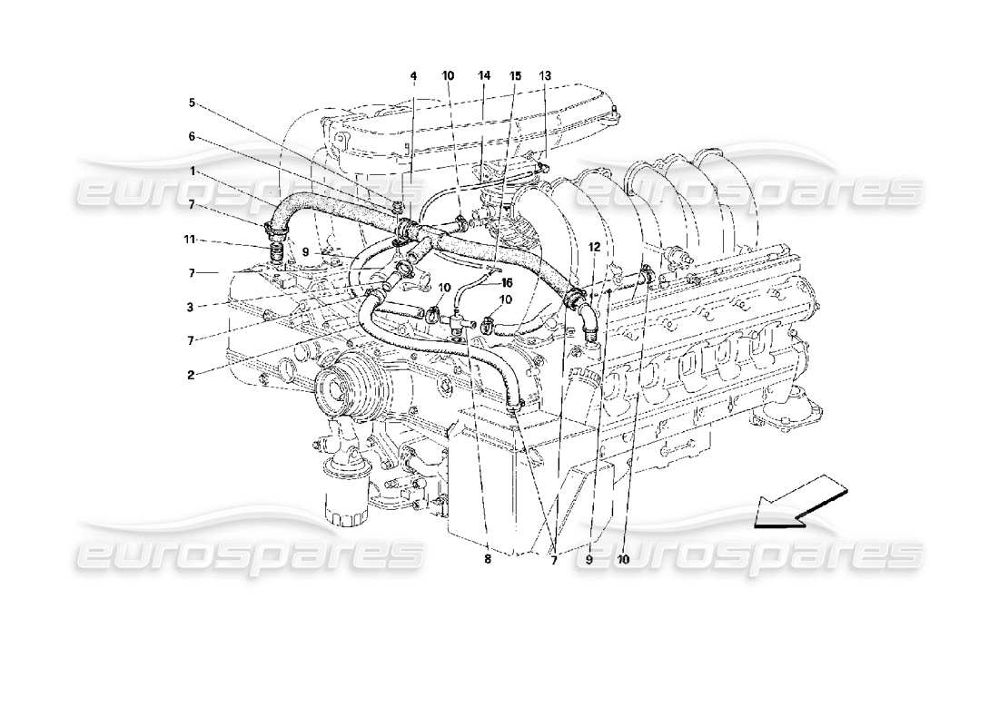 ferrari 512 tr blow - by system part diagram