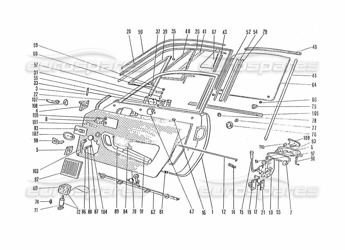 ferrari 365 gtc4 (coachwork) doors & fixings part diagram