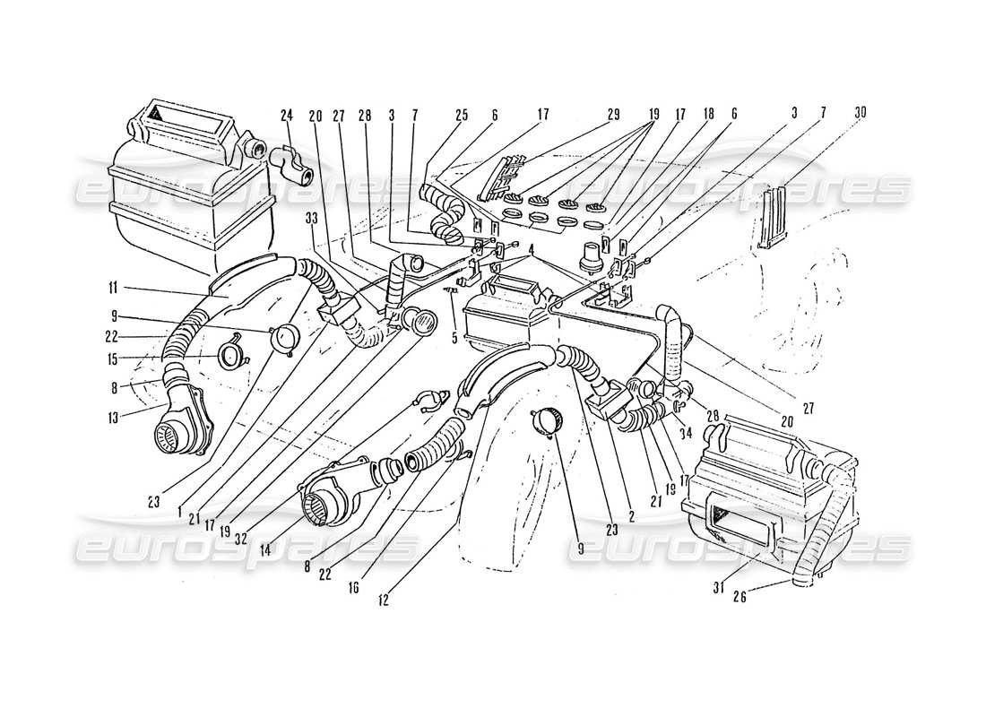 ferrari 365 gtc4 (coachwork) heaters & blowers part diagram