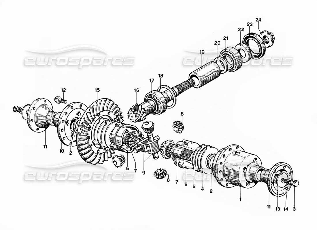 ferrari 365 gt 2+2 (mechanical) differential - pinion and crown part diagram