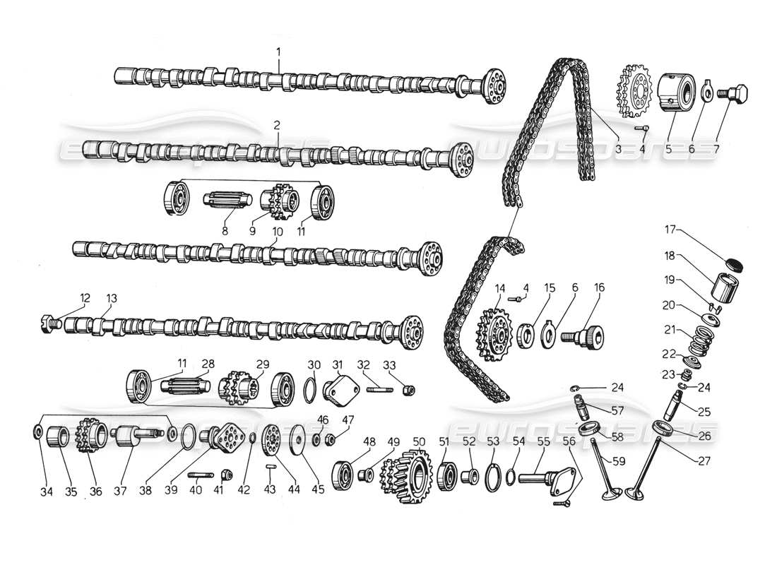 lamborghini countach 5000 qv (1985) distribution parts diagram