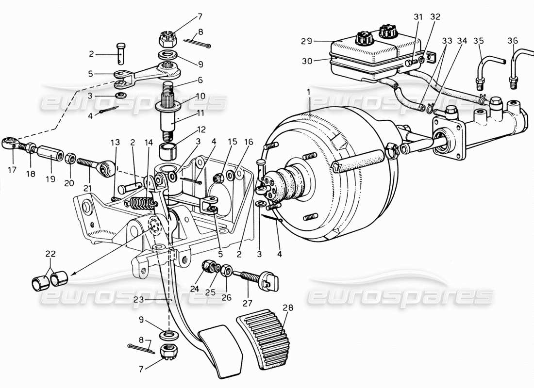 ferrari 206 gt dino (1969) brake hydraulic control part diagram