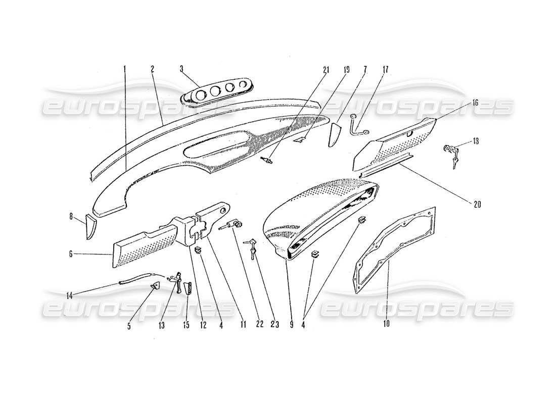 ferrari 365 gtc4 (coachwork) dashboard part diagram