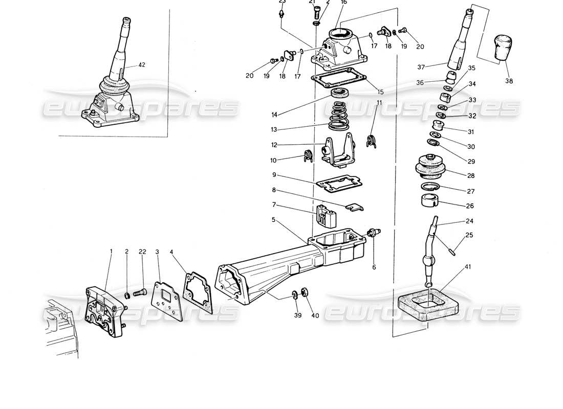 maserati biturbo spider transmission - outside controls parts diagram