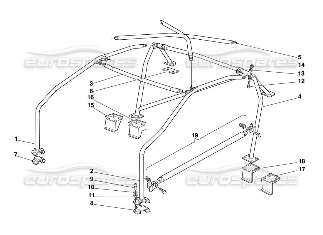 ferrari 348 challenge (1995) roll bar part diagram