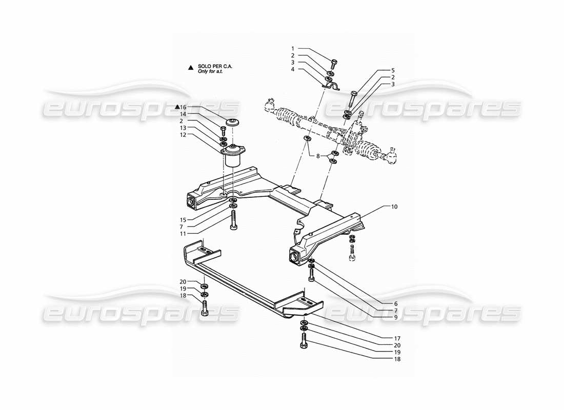 maserati qtp. 3.2 v8 (1999) steering box front subframe part diagram