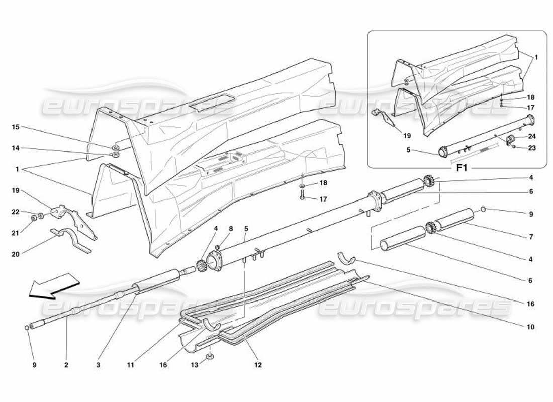 ferrari 575 superamerica engine-gearbox connecting tube and insulation part diagram