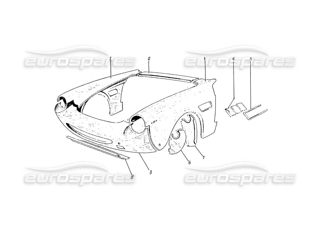 ferrari 330 gtc / 365 gtc (coachwork) front end panels (edizione 1) part diagram