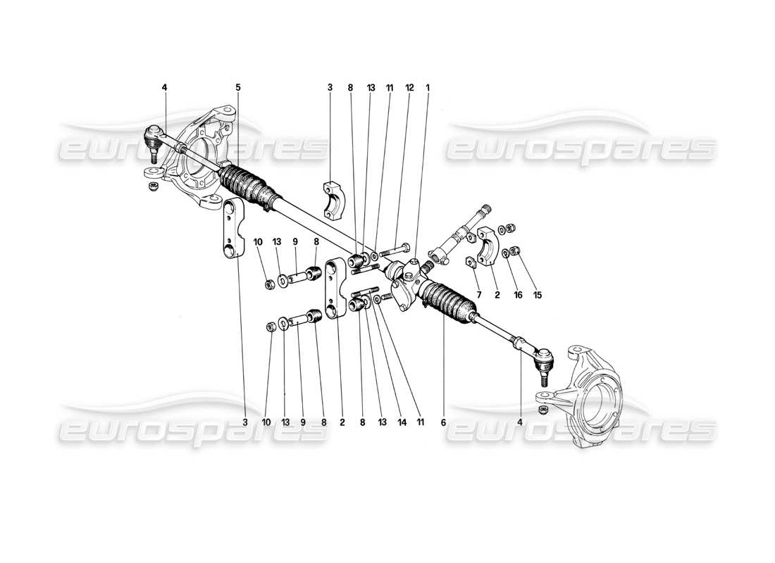 ferrari mondial 3.0 qv (1984) steering box and linkage part diagram