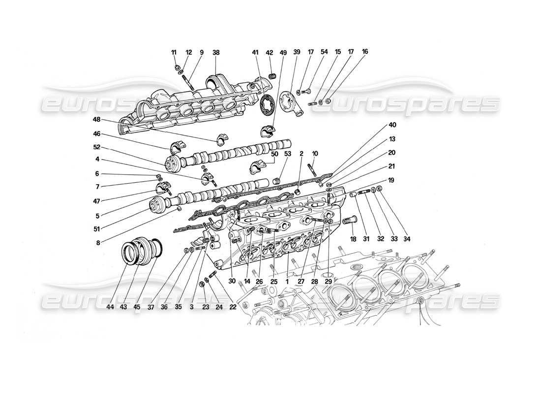 ferrari mondial 3.0 qv (1984) cylinder head (right) parts diagram