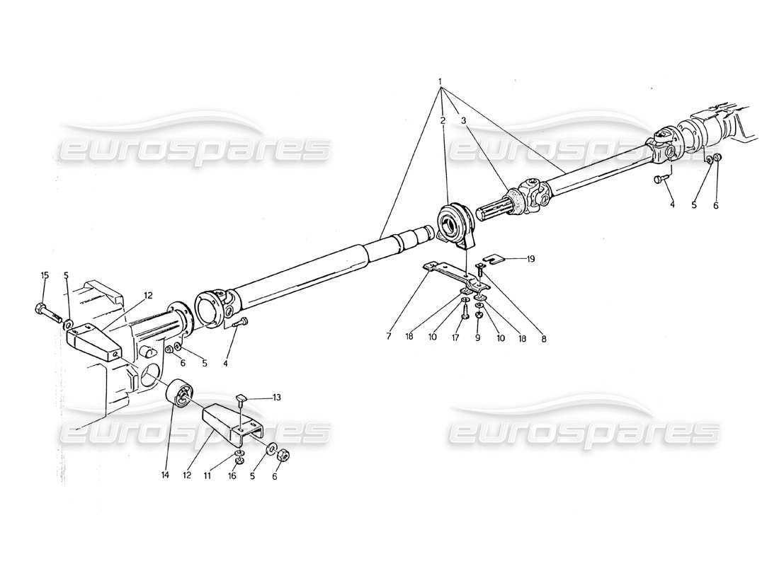 maserati 2.24v propeller shaft and carrier part diagram