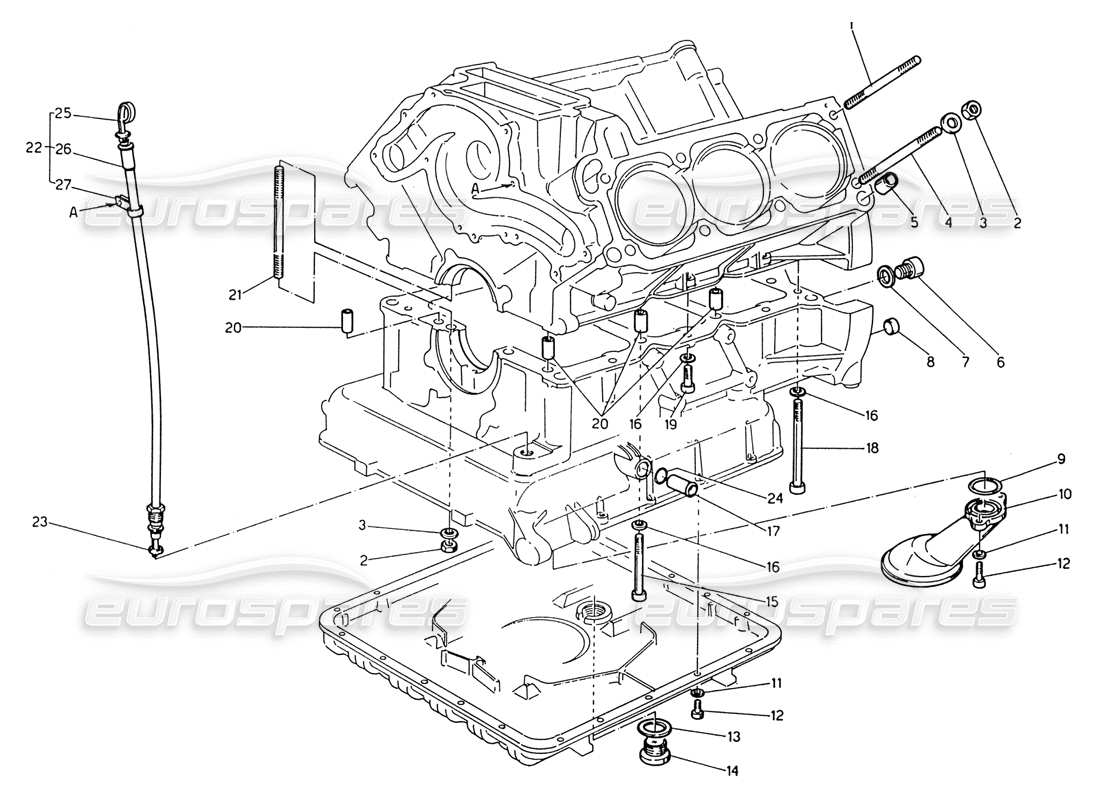 maserati 222 / 222e biturbo fastening sand block accessories part diagram