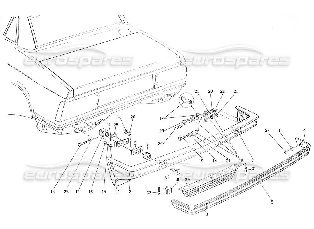 maserati karif 2.8 rear bumper part diagram