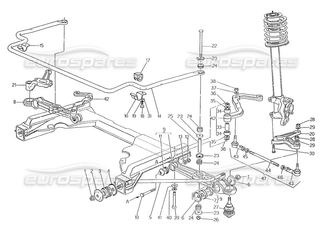 maserati karif 2.8 front suspension part diagram