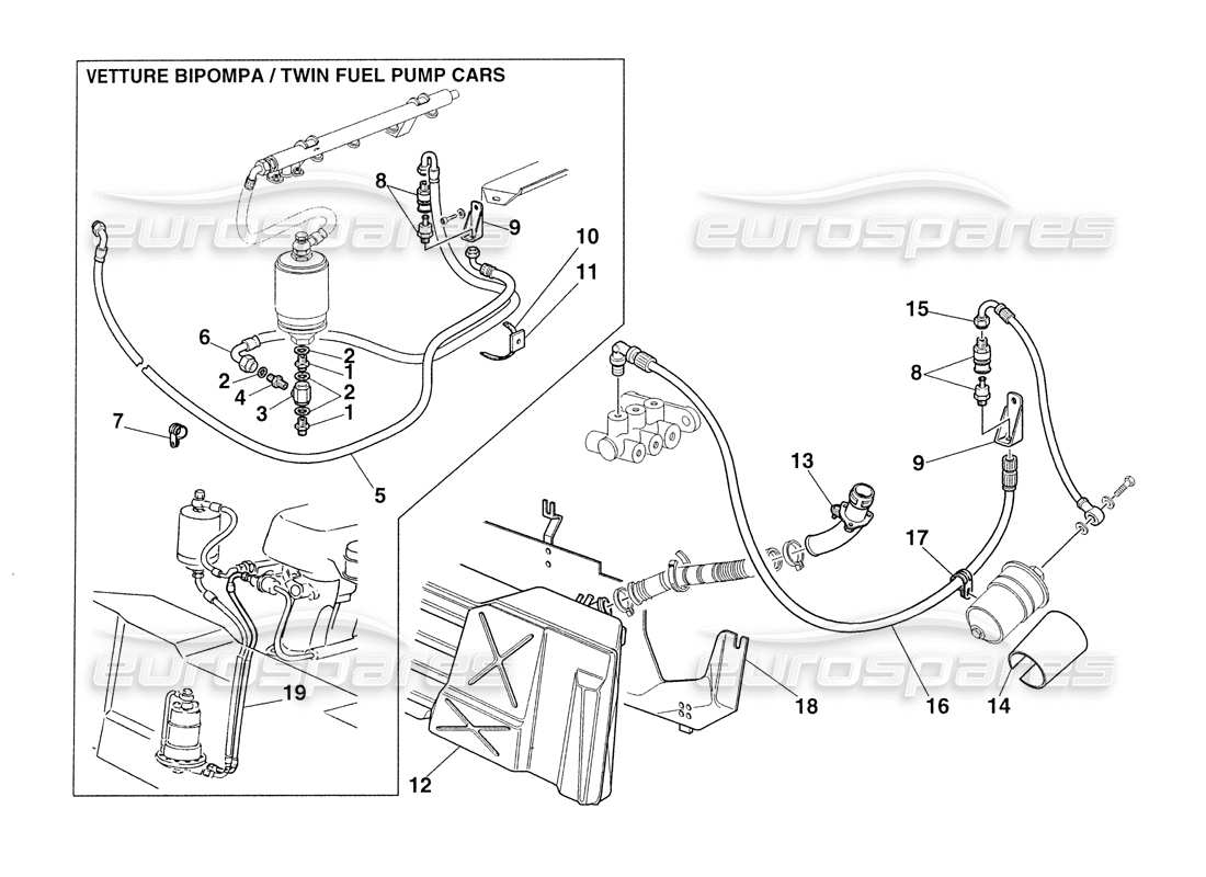 ferrari 355 challenge (1999) fuel supply system part diagram