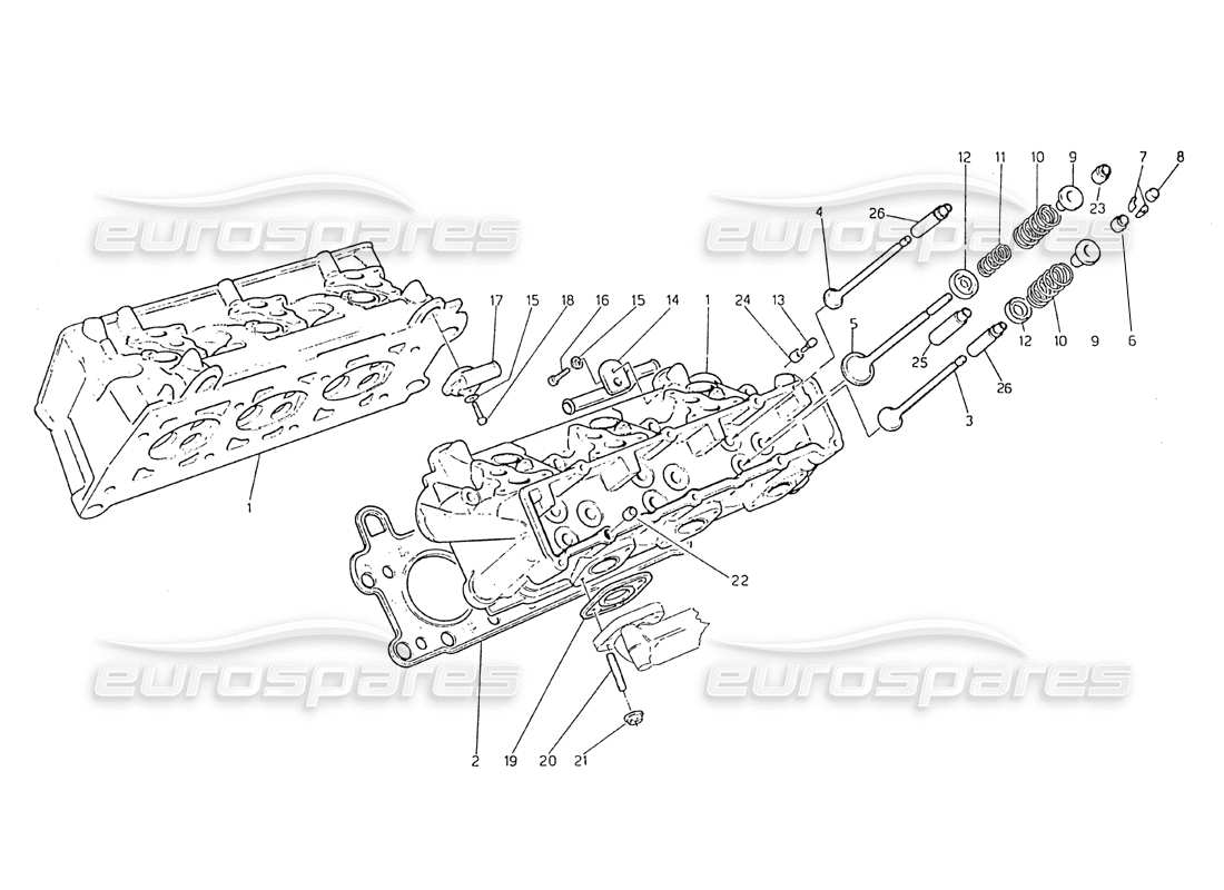 maserati biturbo 2.5 (1984) cylinder heads part diagram