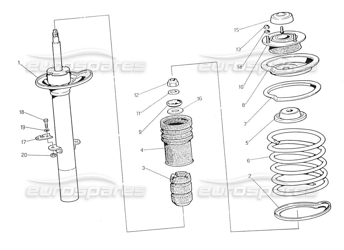 maserati karif 2.8 front shock absorber part diagram