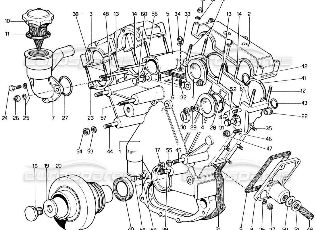 ferrari 365 gt4 2+2 (1973) valve gear part diagram