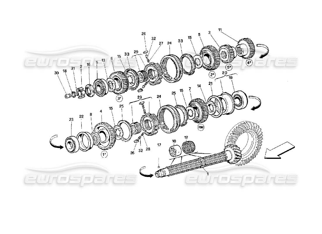 ferrari 512 tr lay shaft gears part diagram