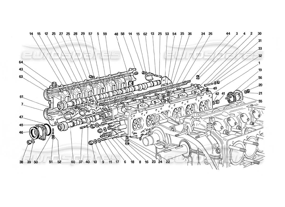 ferrari testarossa (1987) cylinder head (right) part diagram