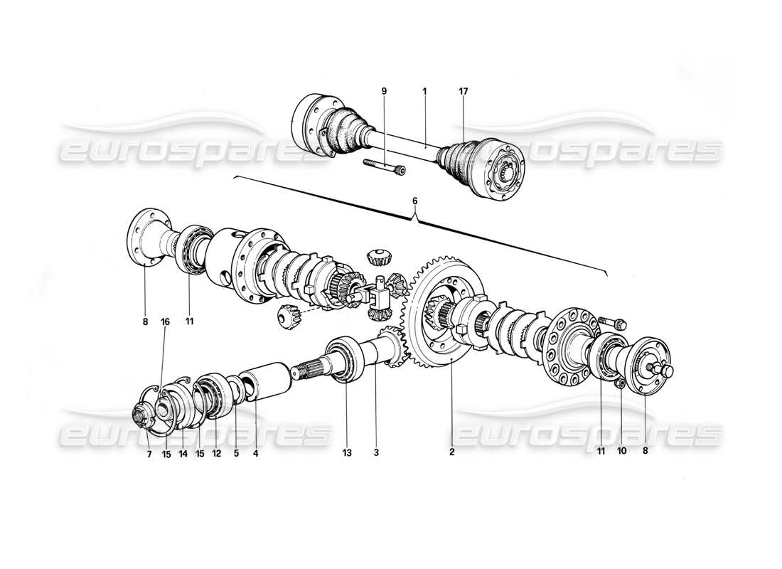 ferrari 412 (mechanical) differential & axle shafts part diagram