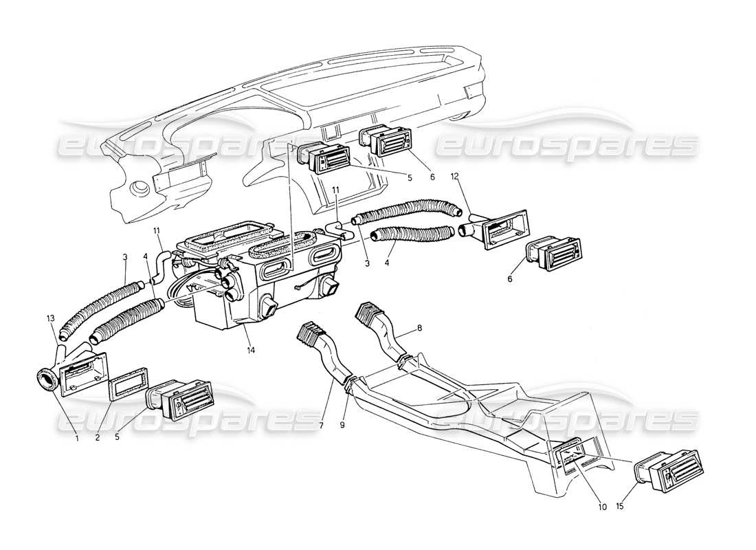 maserati biturbo spider ventilation parts diagram