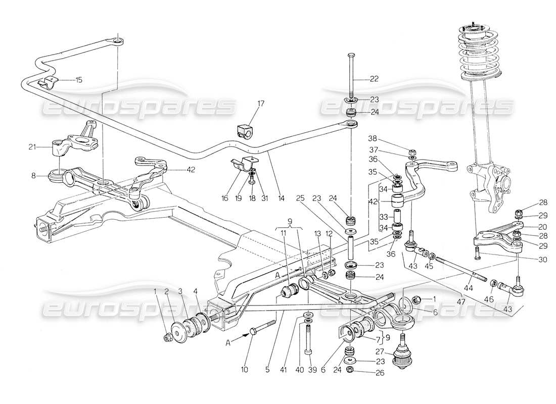 maserati biturbo spider front suspension parts diagram