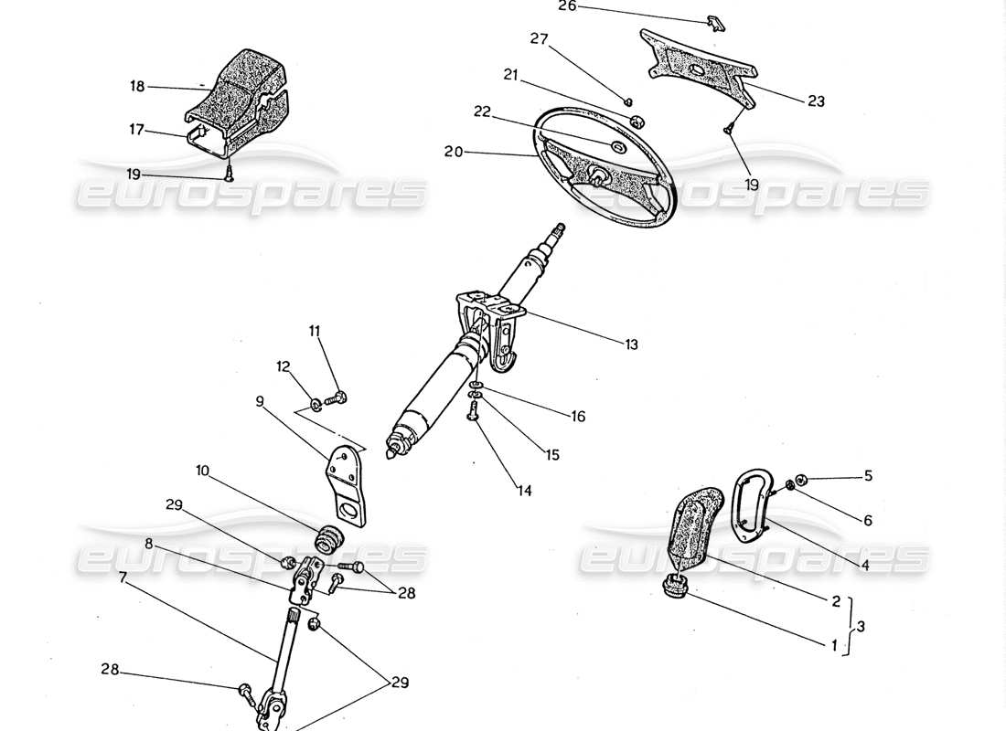 maserati 2.24v steering shaft and wheel part diagram