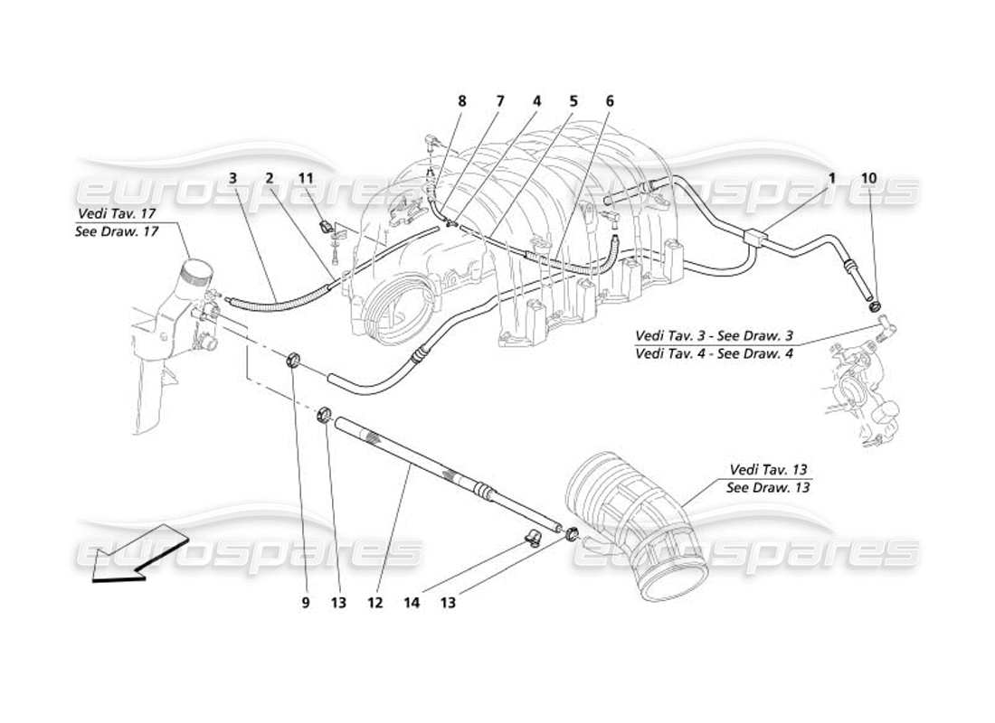 maserati 4200 gransport (2005) blow - by system parts diagram